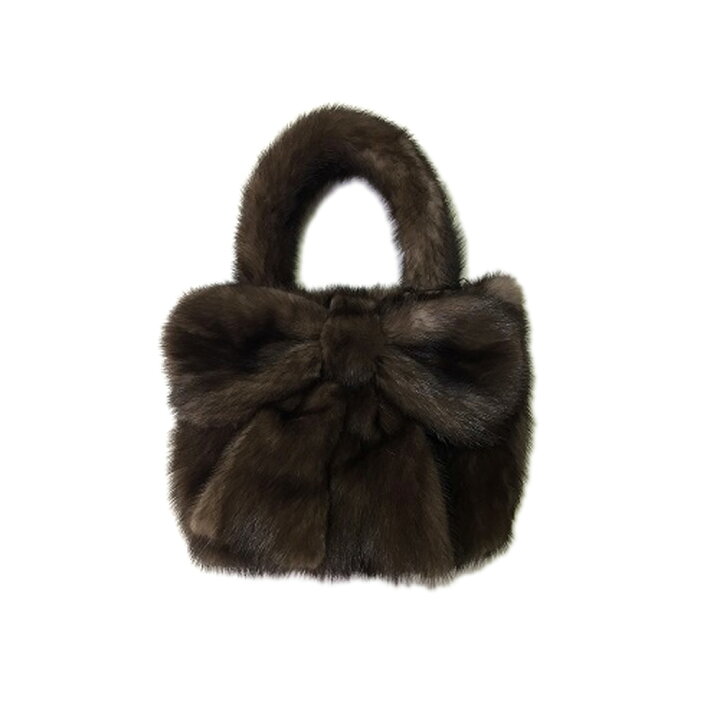 楽天市場】大きなリボンの ミンク ファー ハンドバッグ リボン  