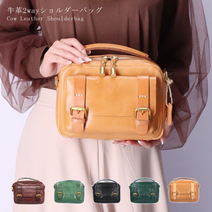 楽天市場】レザー 2way ショルダーバッグ サッチェルバッグ 本革 