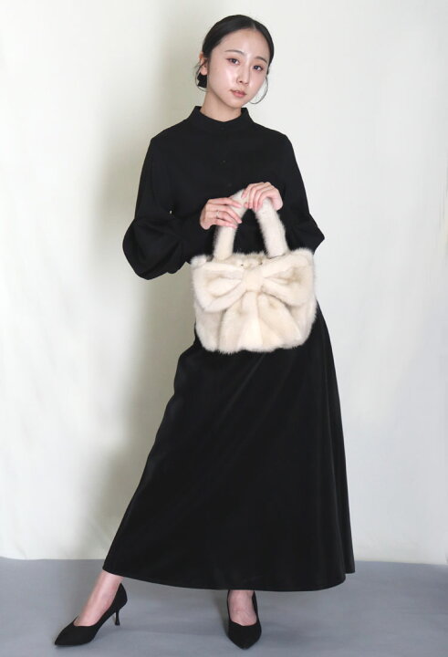 楽天市場】大きなリボンの ミンク ファー ハンドバッグ リボン  