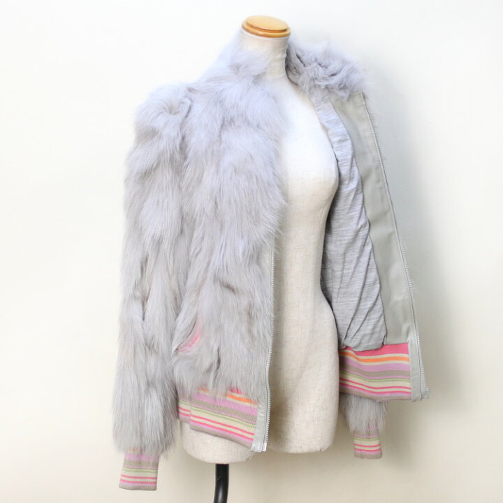 楽天市場 フォックス ファー ニット ジャケット ブルゾン グレー 送料無料 レディース ギフト プレゼント ファー 本革製品専門店 エルベート
