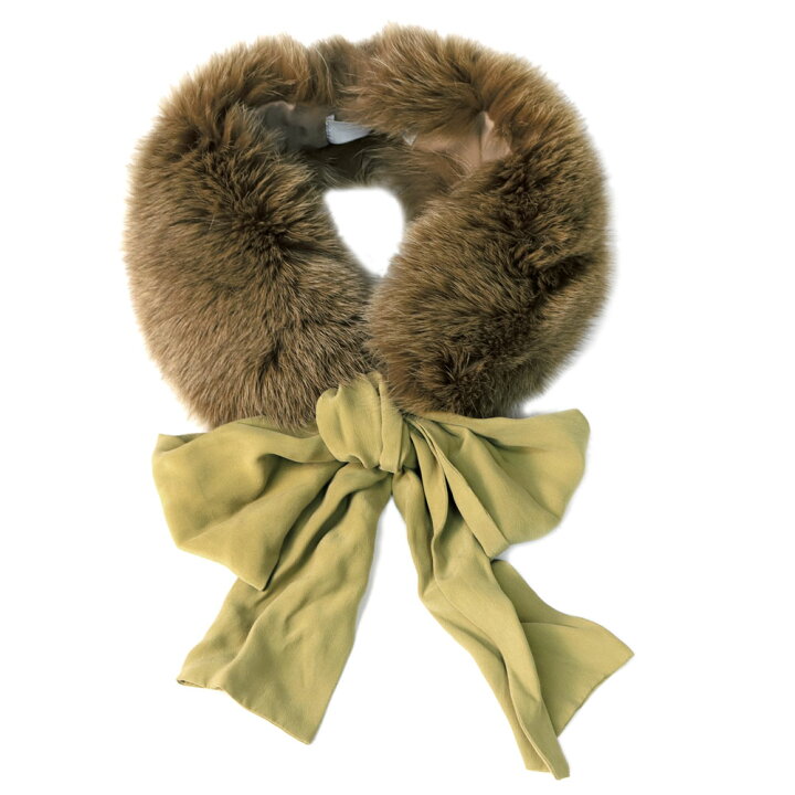 楽天市場】ブルーフォックス ファー マフラー シルク リボン付  