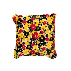 日本製 ラビット ファー ふわふわ クッション 花柄 フラワー 約40cm×40cm 座布団 ソファ クッションカバー ギフト プレゼント インテリア メンズ レディース 送料無料 イエロー グリーン