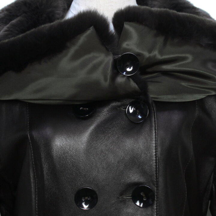 楽天市場】訳あり レッキスラビット ファー 襟付 ラム レザー コート  