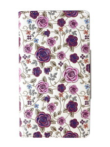 【 浅草文庫 】 スマホケース 薔薇 バラ 友禅染 スマートフォン ケース iPhone Android Galaxy XPERIA 多機種対応 推奨15×8cm以下 手帳型 スマホ ケース 江戸小紋 花柄 レザー 牛革 レディース ギフト