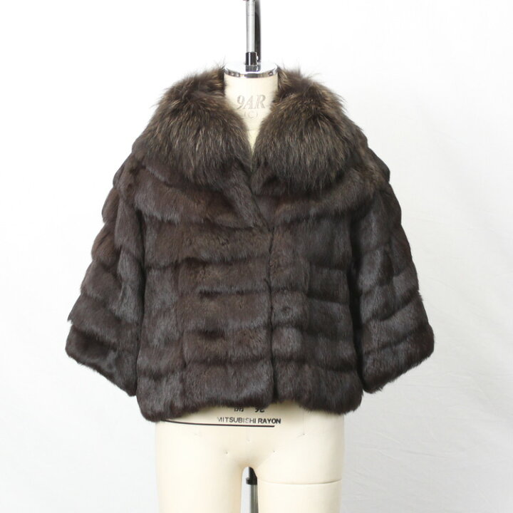 楽天市場】ラクーン襟 ラビット ファー ジャケット ブラウン 送料無料  