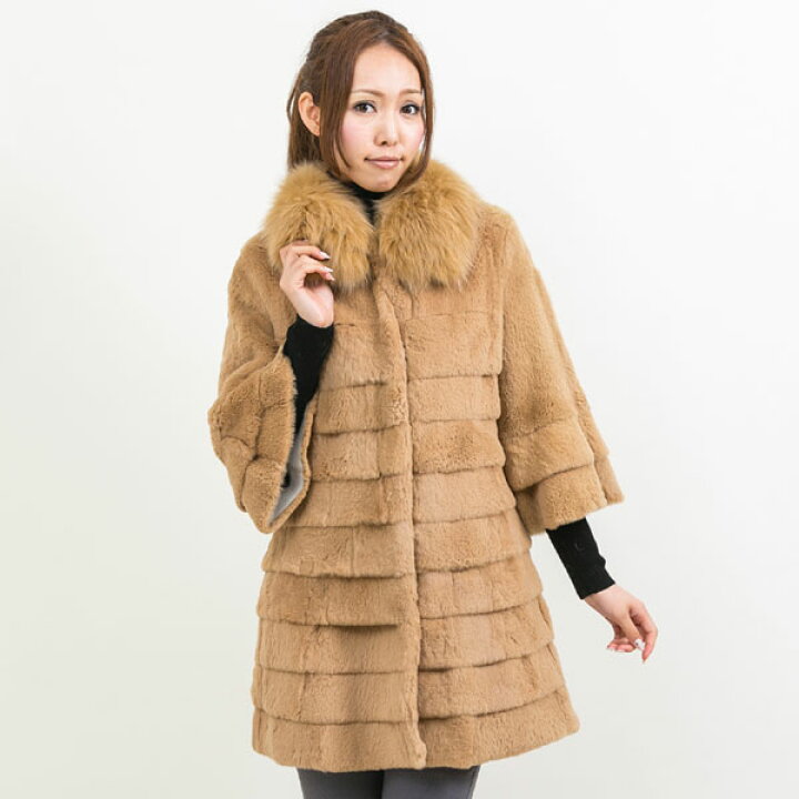 楽天市場】シェアードラビット フォックス ファー トリミング コート 