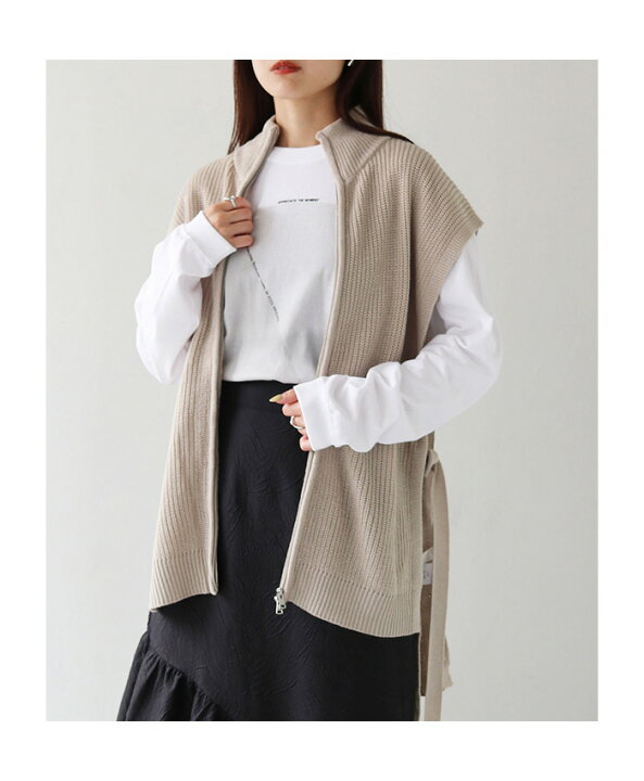 楽天市場】【50%OFF】ダブルジップ サイドスリット ニットベスト 