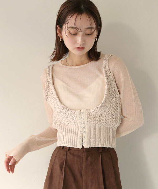 楽天市場】【C服袋対象】2WAY リネン ニットビスチェ ビスチェ ベスト  
