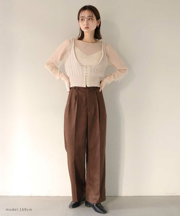 楽天市場】【C服袋対象】2WAY リネン ニットビスチェ ビスチェ ベスト  