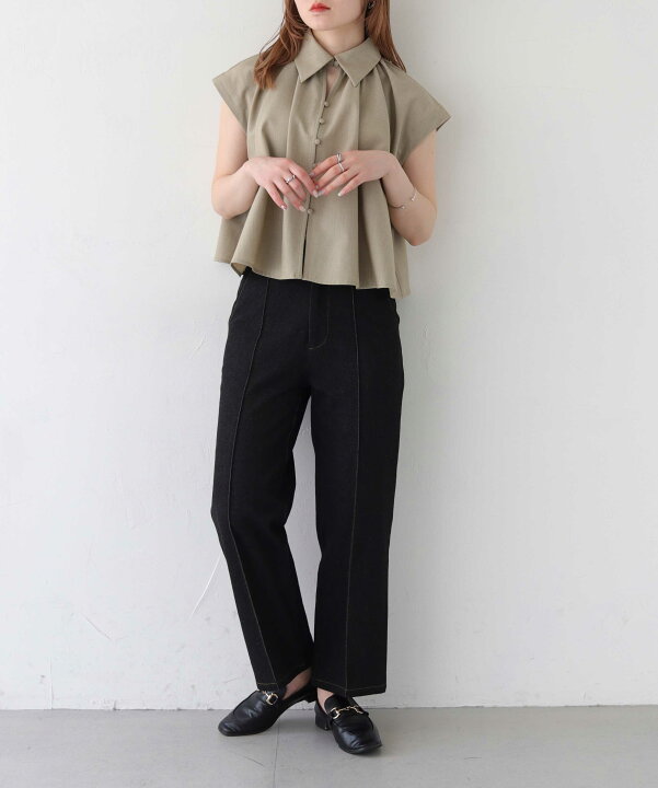 楽天市場】【C服袋対象】ギャザー フレア シャツ トップス ブラウス 