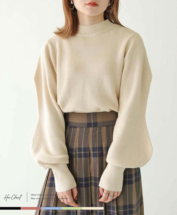楽天市場】【75%OFF】綿混 畦編み デザインボリュームスリーブ プル  