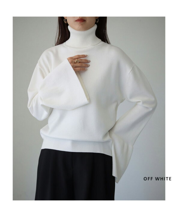 楽天市場】【50%OFF】ベルスリーブ ハイネックニット トップス ニット 