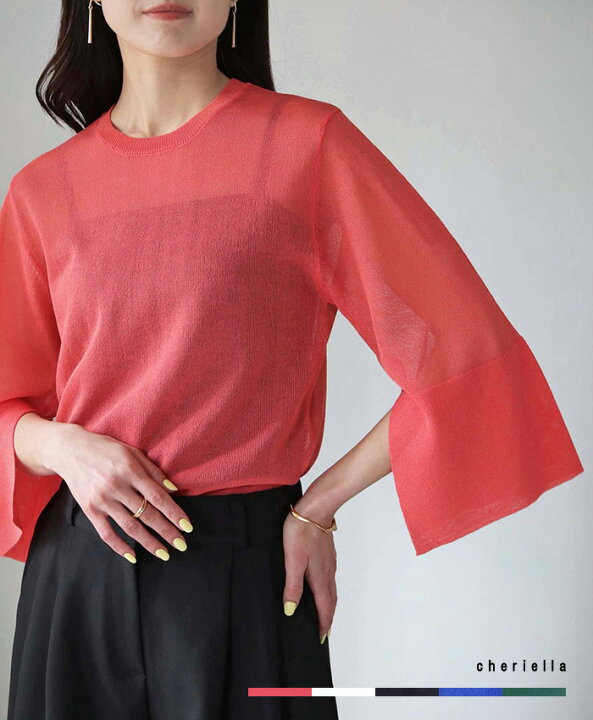 楽天市場】シアー スリット ニット トップス シアートップス シアー  