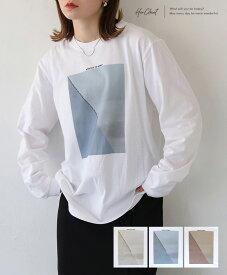 5.6オンス ニュアンス パネル ロゴロンT 長袖 プリントロンT トップス 長袖Tシャツ カットソー ロゴT Tシャツ レディース 秋 冬 春 長袖 クルーネック 丸首 ロング ゆったり 大きめ 大きいサイズ おしゃれ シンプル 大人カジュアル 綿100