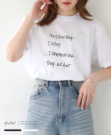 【20%OFF】手描き ロゴTシャツ ロゴT トップス カットソー半袖Tシャツ レディース 五分袖 ハーフスリーブ 春夏 秋 おしゃれ シンプル ロゴ きれいめ 大人可愛い 大人カジュアル 綿100 コットン ゆったり 大きめ 大きいサイズ フェミニン ナチュラル