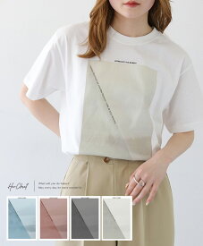 【新色】ニュアンス パネル ロゴT プリントT Tシャツ トップス 半袖Tシャツ カットソー レディース 春 夏 ゆったり 大きめ 大きいサイズ クルーネック 丸首 オーバーサイズ おしゃれ シンプル モード 大人カジュアル 綿100 コットン 大人可愛い きれいめ ビッグシルエット