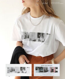 【待望の再入荷】フォトプリントロゴ Tシャツ ロゴTシャツ トップス カットソー ロゴT フォトT レディース 春 夏 半袖 五分袖 クルーネック 丸首 おしゃれ シンプル 大人 大人カジュアル 大人可愛い きれいめ ゆったり 大きいサイズ 大きめ