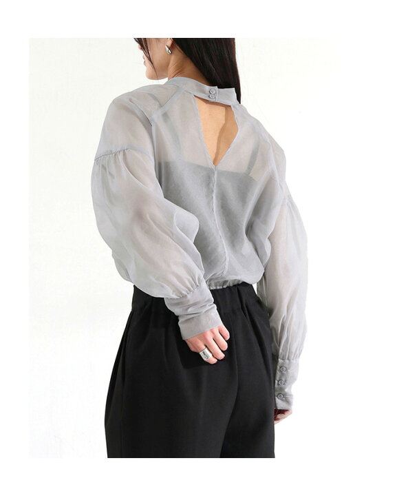 楽天市場】【45%OFF】オーガンジー ボリュームスリーブ ブラウス 