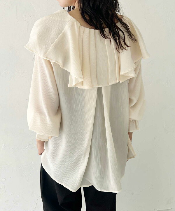 アメリカヴィンテージ ラッフルフリルシアーブラウス｜長袖 