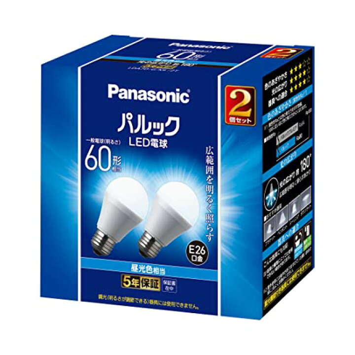 楽天市場】パナソニック LED電球 口金直径26mm 電球60W形相当 昼光色 