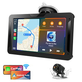 【20％OFFクーポン配布中】ディスプレイオーディオ 7インチ ポータブル カーオーディオ バックカメラ付き CarPlay＆Android Autoに対応 カーナビ オーディオ一体型ナビ AirPlay機能 Android Cast機能 WiFi Bluetooth接続 車Bluetooth音声出力可 AUX FMトランスミッター ナビ