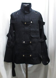 3連ブルゾンボンテージ ジャケットパンク系 平織り7725 黒 フリーサイズデッドストック