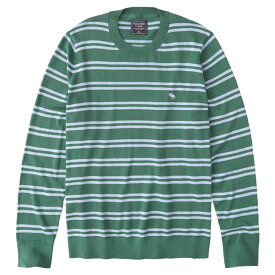 【並行輸入品】アバクロンビー&フィッチ メンズ セーター Abercrombie&Fitch The A&F Icon Crewneck Sweater (グリーンストライプ) 【 ニット 】