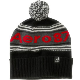【並行輸入品】【メール便送料無料】エアロポステール メンズ ニット帽子 ( ニットキャップ ) Aeropostale Aero 87 Striped Pompom Hat (ブラック) 【 エアロ ニット帽 】