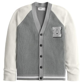 【並行輸入品】ホリスター メンズ カーディガン ( セーター ) Hollister Relaxed Varsity Cardigan (グレー) 【ニット セーター 】