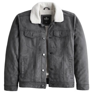 �y���s�A���i�z�z���X�^�[ �����Y �g���b�J�[ �W���P�b�g ( ���n �{�A ) Hollister Sherpa-Lined Faux Suede Trucker Jacket (�_�[�N�O���[) �y�A�E�^�[ �W���P�b�g ���{�A �z