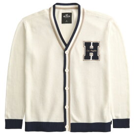 【並行輸入品】ホリスター メンズ カーディガン ( セーター ) Hollister Varsity Logo Cardigan (クリーム) 【ニット セーター 】