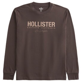 【並行輸入品】【メール便送料無料】ホリスター メンズ ロングTシャツ ( ロンT ) Hollister Relaxed Long-Sleeve Logo Graphic Tee (ダークブラウン) 【ロンt ロンt 】