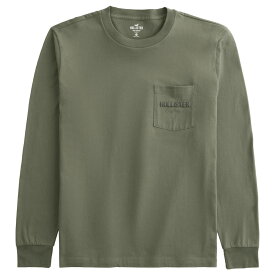 【並行輸入品】【メール便送料無料】ホリスター メンズ ロングTシャツ ( ロンT ) Hollister Relaxed Long-Sleeve Logo Graphic Pocket Tee (オリーブ) 【ロンt ロンt 】