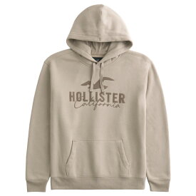【並行輸入品】ホリスター メンズ パーカー ( プルオーバー ) Hollister Logo Graphic Hoodie (ライトブラウン) 【アップリケ パーカ フリース 】