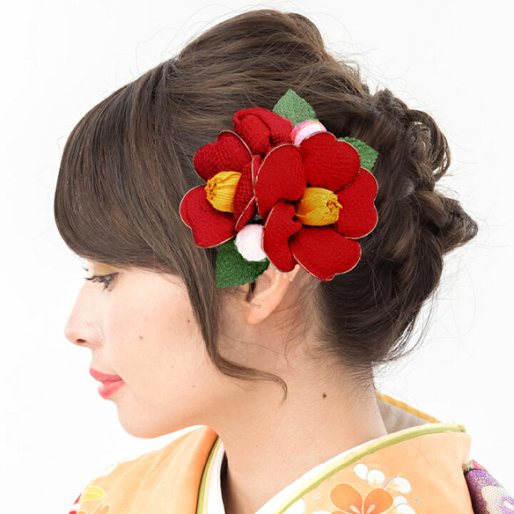 有職造花の髪飾り かんざし椿コーム舞妓さん ひな祭り簪 成人式 振袖