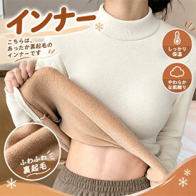 裏起毛 インナー レディース ハイネック カットソー 長袖 モックネック トップス あったか ロンT 防寒 保温 秋冬 着痩せ 細見え