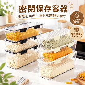 パスタ 保存容器 2個セット めん類 収納 密閉 キッチン 乾麺 ふた付き 防湿 ラーメン うどん 麺入れ パスタケース 麺ボックス めん類収納