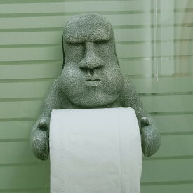 トイレットペーパーホルダー 壁掛け イースター島 モアイ 石像 トイレ 雑貨 トイレ用品 ペーパー収納 個性的 おもしろい