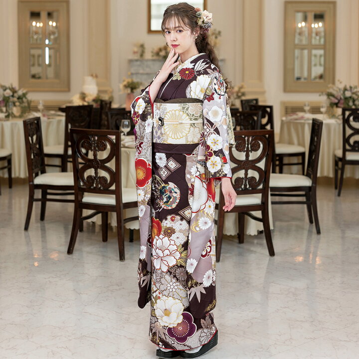 楽天市場】京友禅 正絹 振袖 ブラウン 成人式 ふりそで 購入 販売  