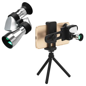 ミニ 単眼鏡 8×20 スマホアダプター＋ミニ三脚 付属 コンパクト ポケットサイズ 旅行 ハイキング キャンプ バードウォッチング アウト