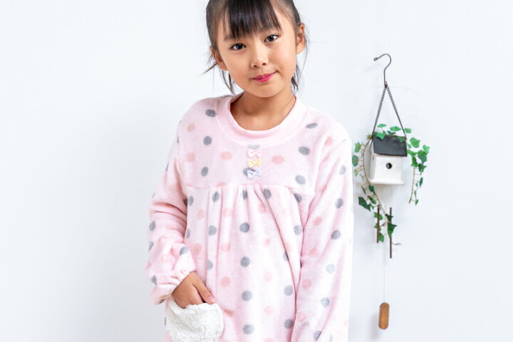 楽天市場 パジャマ キッズ モコモコ 水玉 冬 女児 女の子 長袖 130cm 140cm 150cm 160cm 前開き 長袖 長パンツ 冬向き素材 クリスマスギフト 子供用 Sale 部屋着の時間