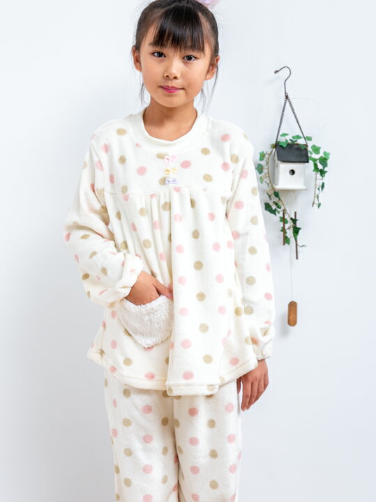 楽天市場 パジャマ キッズ モコモコ 水玉 冬 女児 女の子 長袖 130cm 140cm 150cm 160cm 前開き 長袖 長パンツ 冬 向き素材 クリスマスギフト 子供用 Sale 部屋着の時間