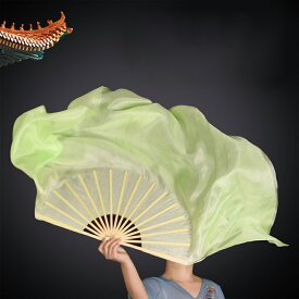 送料無料 シルクファンベール シルク100％ ベリーダンスファンベール 右手用 1本 ベール丈40cm 扇長さ31/36cm 扇子 グリーン 団扇 舞台 小道具 アクセサリー 演出 飾り ファンベール 楽天海外通販