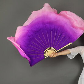 送料無料 1本 シルクファンベール シルク100％ 右手用 パープル ピンクグラデーション扇子 ベリーダンスファンベール ベール丈20/30/40cm 扇長さ31cm/36cm 団扇 舞台 小道具 アクセサリー 演出 飾り ファンベール 楽天海外通販