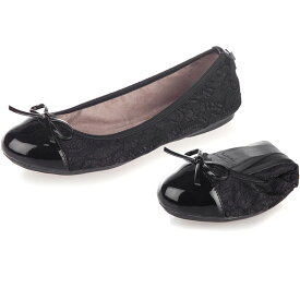 バタフライツイスト パンプス オリビア Olivia 21036NS ButterflyTwists バタフライ ツイスト Butterfly Twists エナメル レース グリッター ラメ ブラック 黒 ラウンドトゥ 折りたたみ フラットシューズ