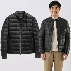 エンメティ シングルライダース ダウンジャケット Juri Down Nappa Gold レザー Emmeti ユリ シングル ライダース ダウン ジャケット ナッパ メンズ 革ジャン