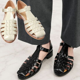 モヒ レディース 踵ありグルカサンダル ネグロ パッリア Mohi Gurkha Sandals Negro Paglia 2-6078-8-FL ストラップ グルカ サンダル ブラック オフホワイト