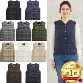 タイオン インナーダウンベスト W001 Taion Vネックボタン ダウンベスト V Neck Button Down Vest レディース