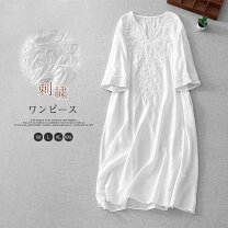 楽天市場】刺繍ワンピース 白の通販