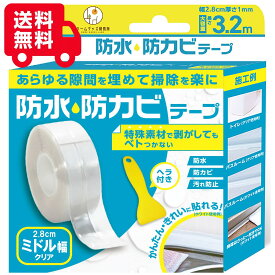 防水防カビテープ 隙間テープ すきまテープ｜ミドル 幅2.8cm 白 透明 防カビ 防水テープ 防水 テープ 汚れ防止 防カビテープ 洗面台 洗面所 お風呂 浴室 水回り コンロ周り ガスコンロ すき間テープ 隙間ガード すき間ガード 洗面台すきま 隙間ふさぎ 洗面台隙間ガード